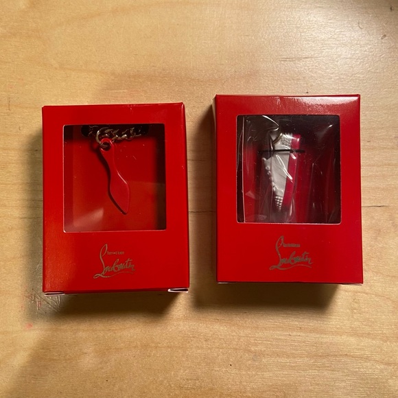 Christian Louboutin Lipstick Pendant Chain Necklace and White Sneaker Charm - Picture 1 of 5